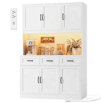 47″ Kitchen Pantry Cabinet, White