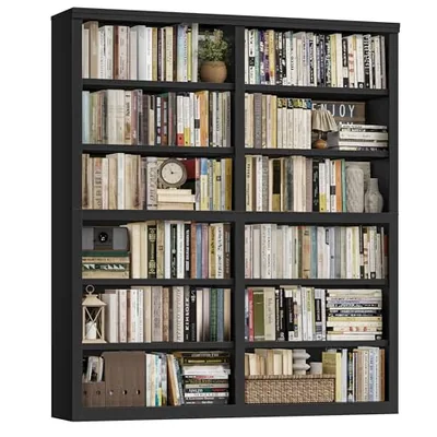 63″ Double Wide Bookshelf, Black