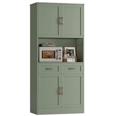 32″ Kitchen Pantry Cabinet, Green