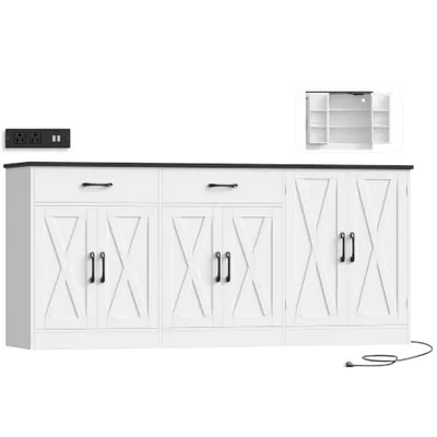 71″ Sideboard with Coffee Bar, White (HS-CFZWY)