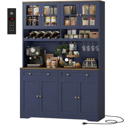 47″ Pantry Cabinet with Coffee Bar, Blue