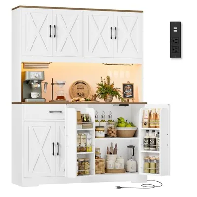 55″ Kitchen Pantry Cabinet, White (HS-C46T1)