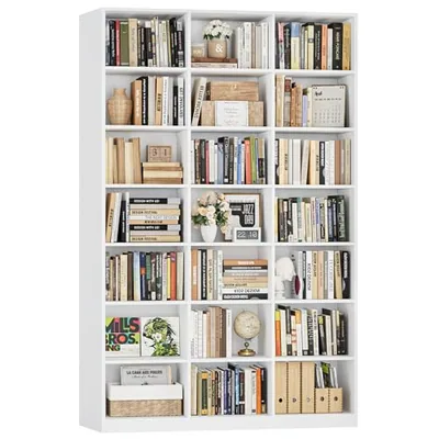 47″ Triple Wide Bookshelf, White