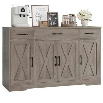 55″ Sideboard with Coffee Bar, Grey