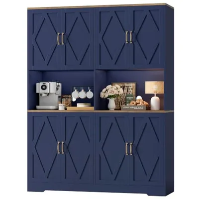 55″ Kitchen Pantry Cabinet, Blue