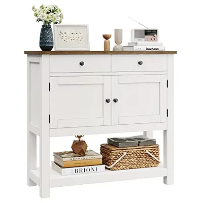 35″ Farmhouse Console Table, White
