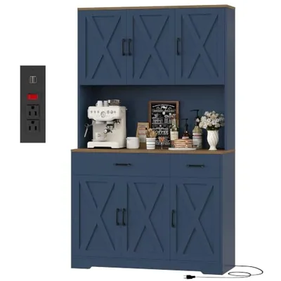 42″ Kitchen Pantry Cabinet, Blue