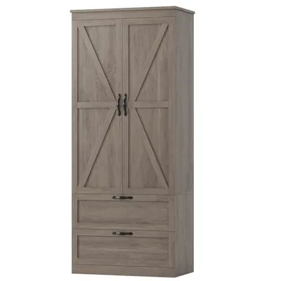 30″ Kitchen Pantry Cabinet, Grey (70″ tall)