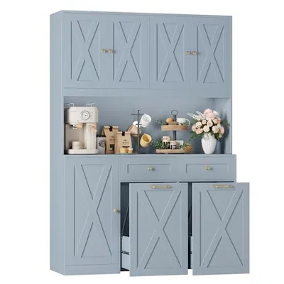 47″ Dual Trash Can Cabinet, Blue