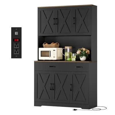 42″ Kitchen Pantry Cabinet, Black