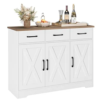 43″ Sideboard with Coffee Bar, White (HS-RMDTS)