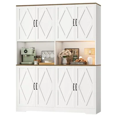 55″ Kitchen Pantry Cabinet, White (HS-RFQ3X)