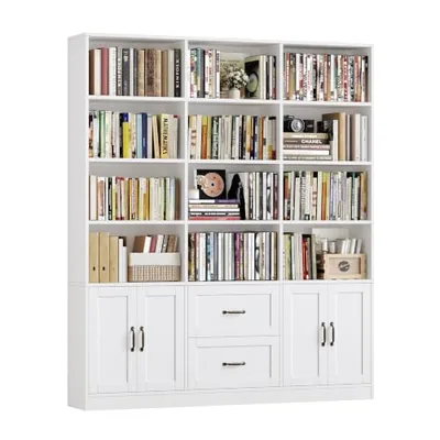 59″ Triple Wide Bookshelf, White