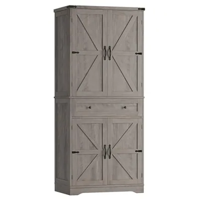 30″ Kitchen Pantry Cabinet, Grey (71″ tall)